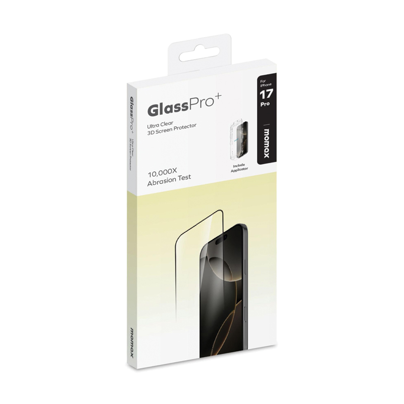 MOMAX Glass Pro+ Ultra Clear HD Tempered Glass for iPhone 17 – Black - Image 2