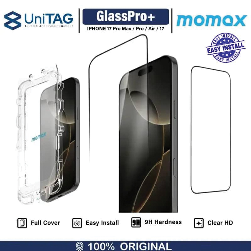MOMAX Glass Pro+ Anti-Spy HD Tempered Glass for iPhone 17 – Black - Image 2