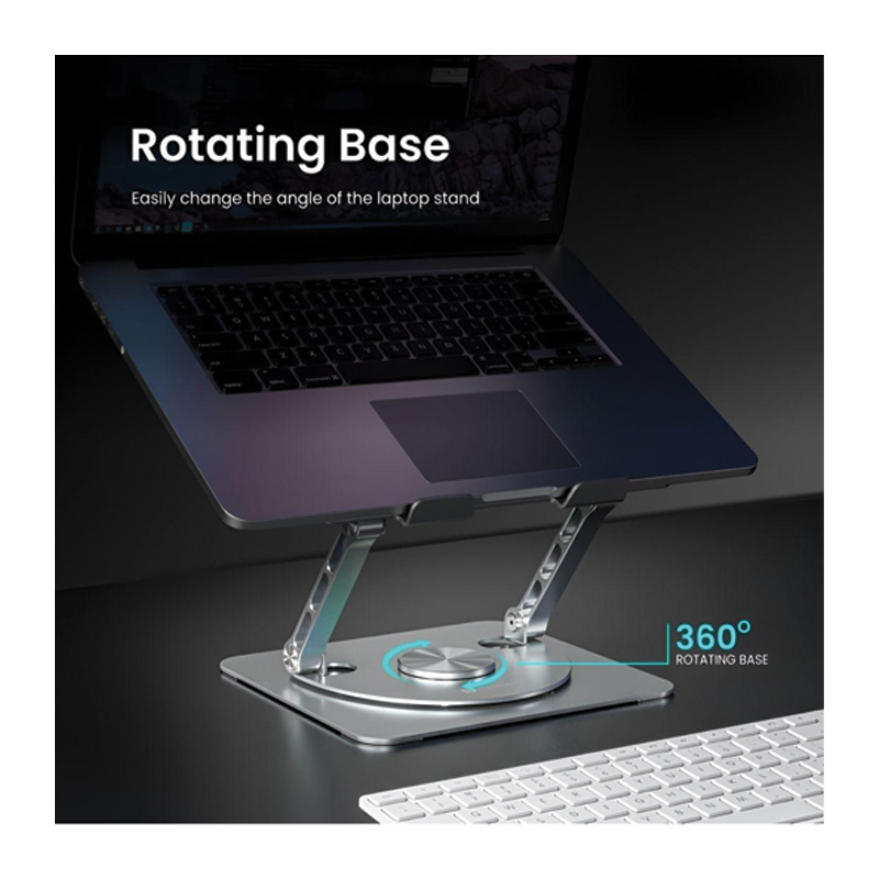 MOMAX Fold Stand 360° Rotatable Laptop & Tablet Stand – Up to 17″ – 10kg – KH10E – Space Grey - Image 2
