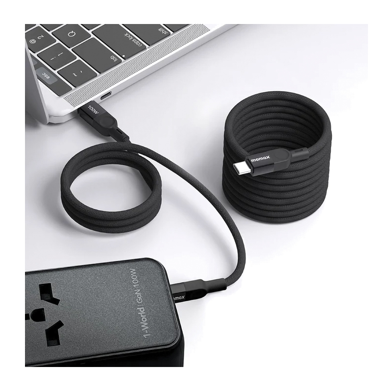 MOMAX Mag.Link Magnetic USB-C to USB-C Cable – 100W – 2m – DC36D – Black - Image 2