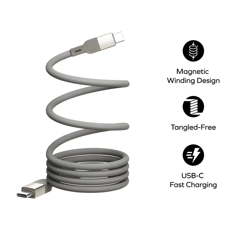 MOMAX Mag.Link 100W Magnetic USB-C to USB-C Cable – 1m – DC35L – Titanium - Image 2