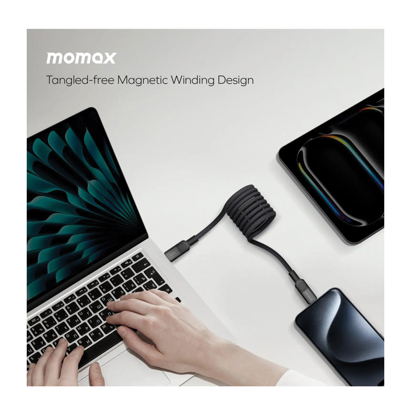 MOMAX Mag.Link 100W Magnetic USB-C to USB-C Cable – 1m – DC35D – Black - Image 2