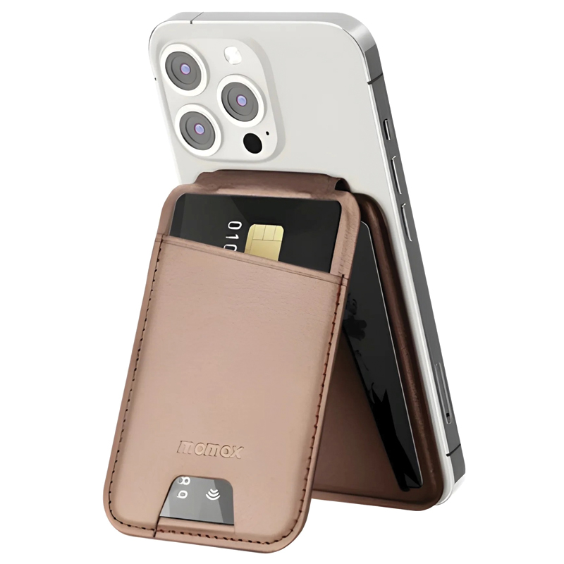 MOMAX 1-Wallet Magnetic Card Holder with Stand – MagSafe – Holds 3 Cards – SR29L2 – Rose Gold - Image 2