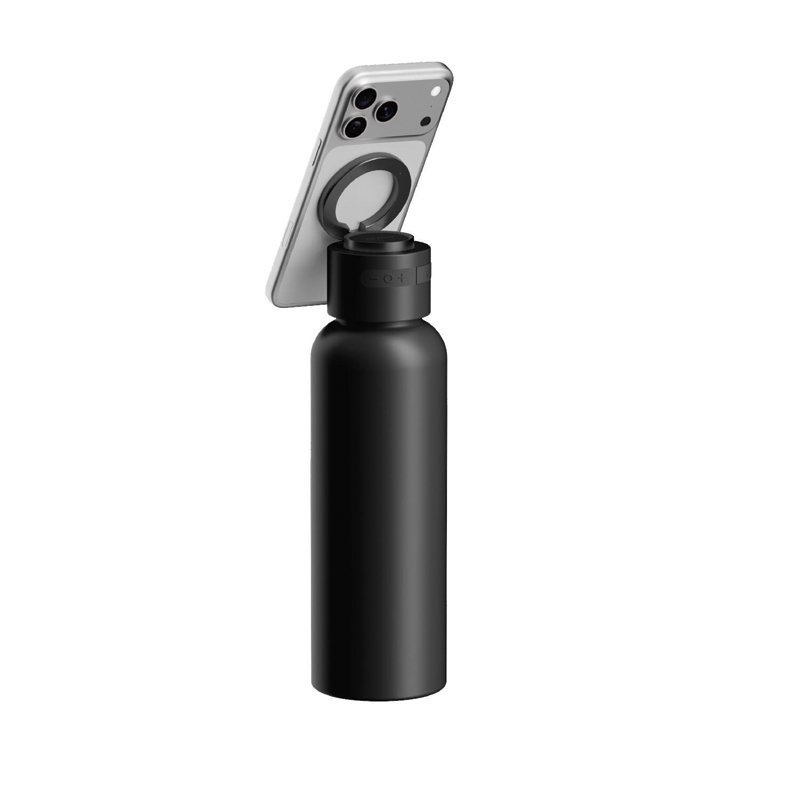 MOMAX 1-Vibe Bottle Magnetic Wireless Speaker Flask | 750ml | 3W Speaker | IPX7 | Black - Image 2