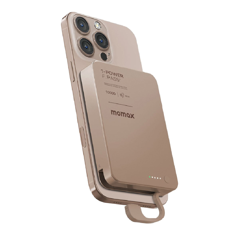 Momax 1-Power F.Pass+ 10000mAh Battery Pack with Built-in Cable and Magnetic attachment – Titanium - Image 2