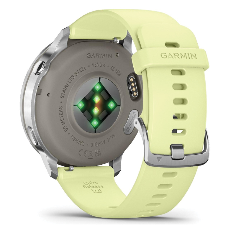 Garmin Venu® 4 | 45mm | GPS | Wi-Fi | AMOLED | Silver with Citron Silicone Band | WW | 010-03014-02 - Image 2