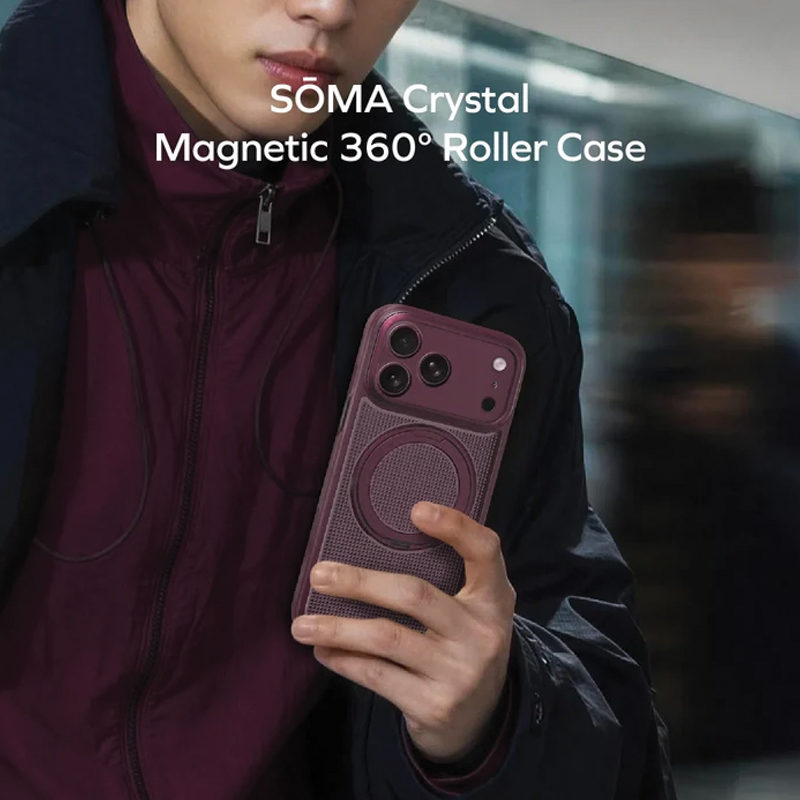 MOMAX Soma Crystal Magnetic Case for iPhone 18 Pro 6.3″ – Burgundy - Image 2