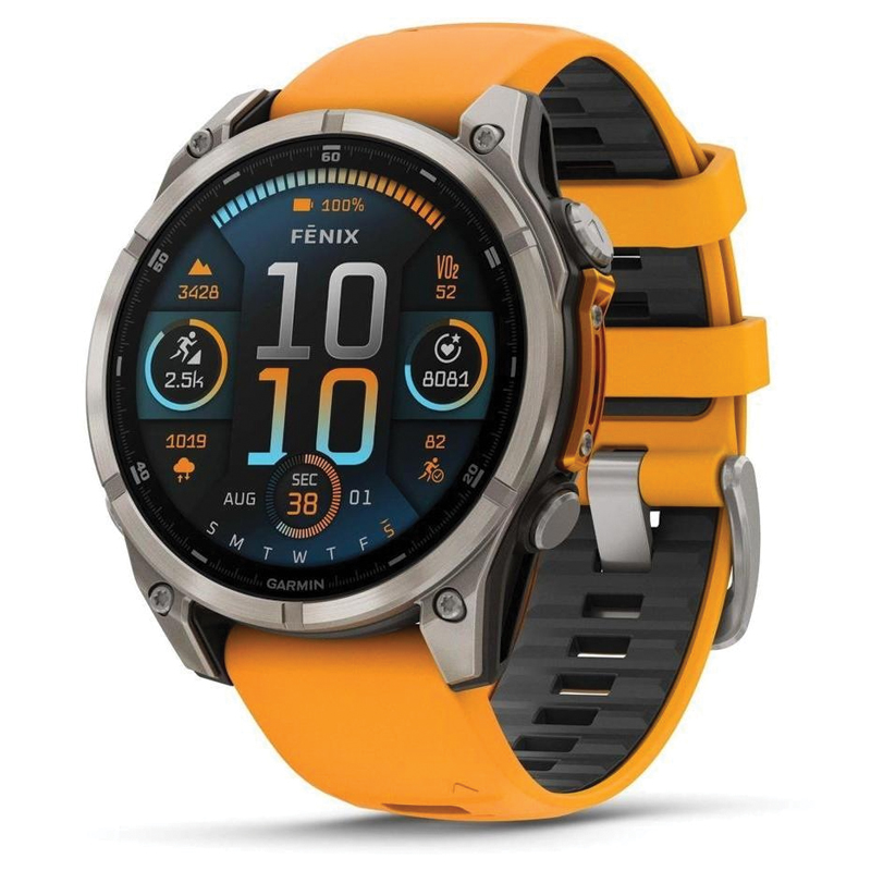 Garmin Fenix 8 Multisport GPS Smartwatch | 47mm | AMOLED Sapphire | Titanium | Spark Orange/Graphite Silicone Band | EMEA | 010-02904-11 - Image 2