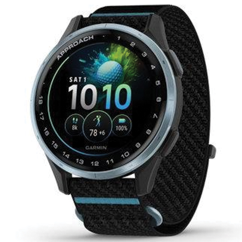 Garmin Approach J1 Golf GPS Watch | 43mm | Fabric | Black/Azure | Cloud Blue | 010-03898-00 - Image 2