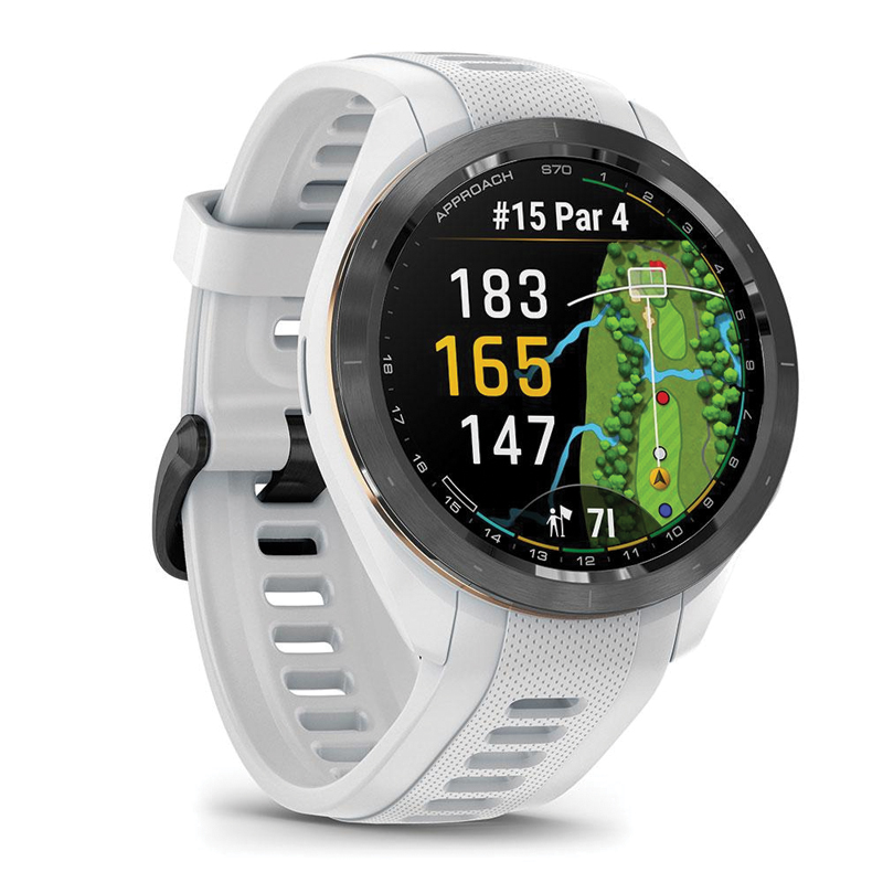 Garmin Approach S70 Golf GPS Smartwatch | 42mm | Black Ceramic Bezel | White Silicone Band | AMOLED Display | 010-02746-10 - Image 2