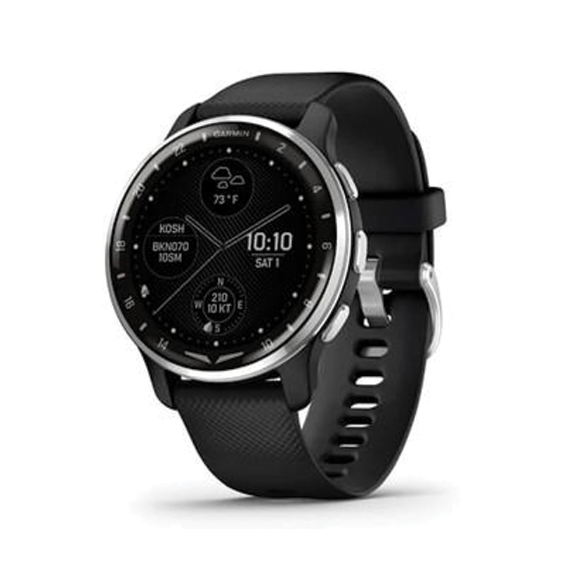 Garmin D2 Air X10 Aviator Smartwatch | GPS | 43mm | AMOLED Display | Black | Stainless Steel Bezel | Silicone Band | 010-02496-19 - Image 2
