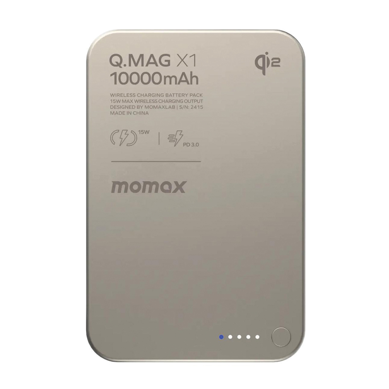 MOMAX Q.Mag X1 Qi2 10000mAh Gen 2 15W MagSafe Wireless Power Bank – Titanium - Image 2