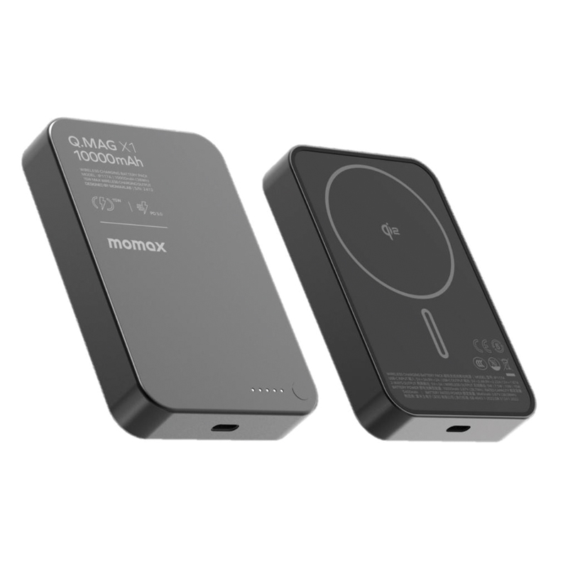 MOMAX Q.Mag X1 10000mAh Gen 2 15W MagSafe Wireless Power Bank – Black - Image 2