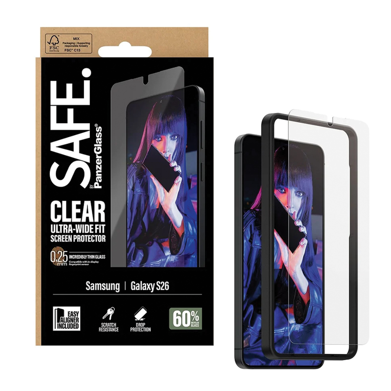 SAFE. by PanzerGlass® Screen Protector for Samsung Galaxy S26 | Ultra-Wide Fit | Tempered Glass | EasyAligner Installation Tray | Scratch & Impact Resistant | Fingerprint Resistant | Crystal Clear - Image 2