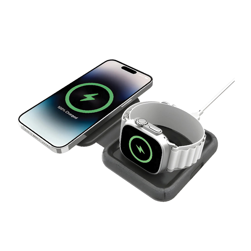 MOMAX Q.Mag Go 20W 2-in-1 Wireless Charger with MagSafe – UD30MFIE – Grey - Image 2