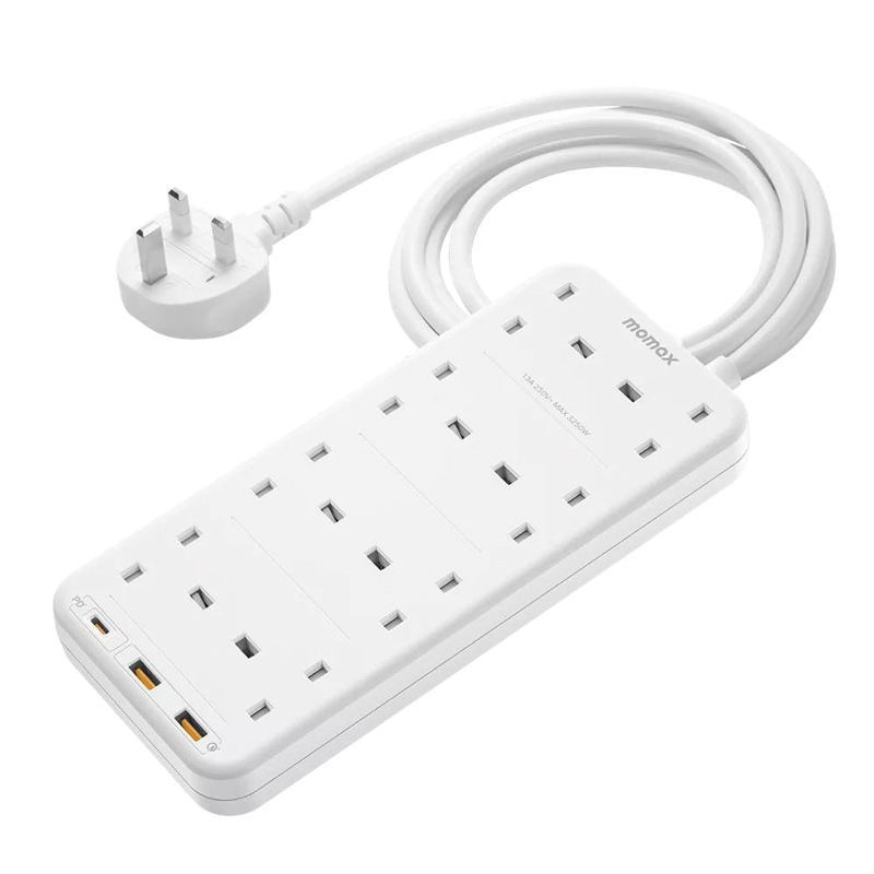 MOMAX OnePlug 4-Outlet Power Strip with USB – White - Image 2