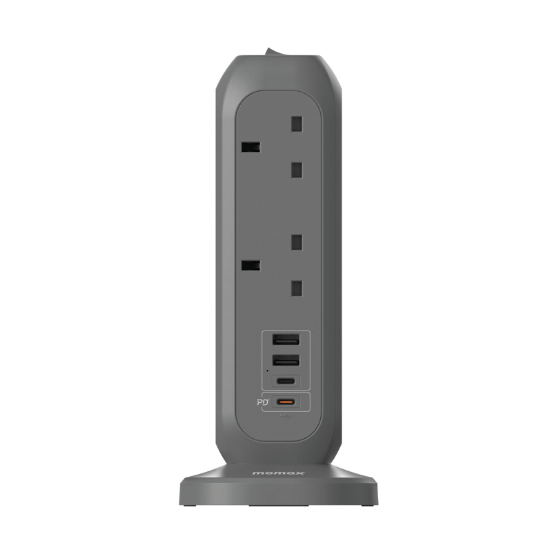 MOMAX OnePlug 11-Outlet Power Strip with USB – Grey - Image 2