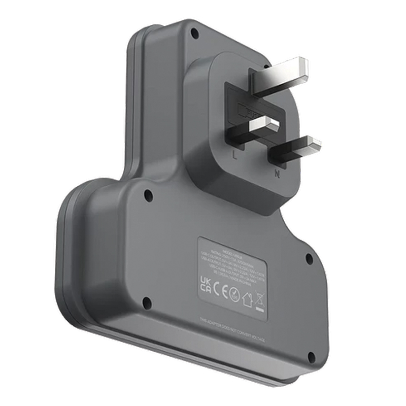 MOMAX 3-OUTLET T-SHAPED EXTENSION SOCKET WITH USB-(US6UKE) – BLACK - Image 3