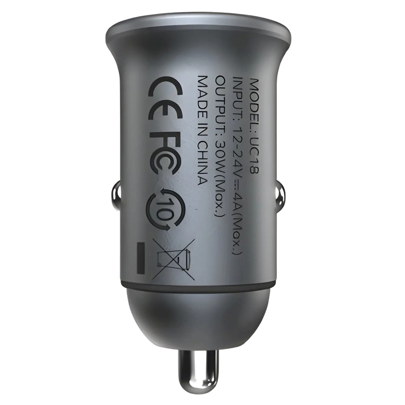 MOMAX MoVe Dual-Port Car Charger – 30W – USB-C + USB-A – UC18E – Grey - Image 3
