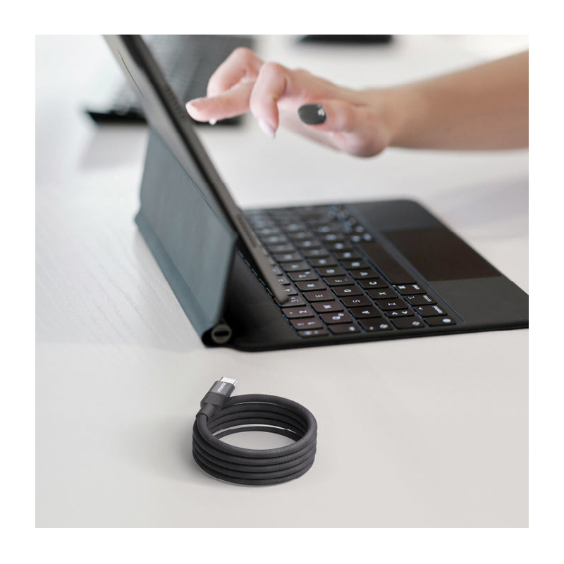 MOMAX Mag.Link Magnetic USB-A to USB-C Cable – 66W – 1m – DA57D – Black - Image 3