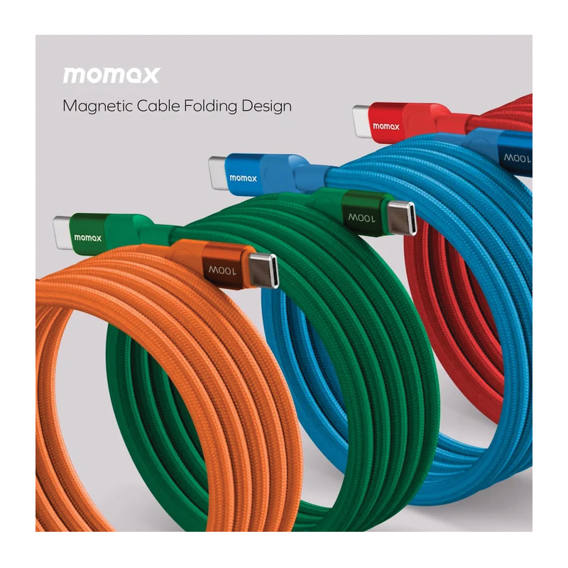 MOMAX Mag.Link Magnetic USB-C to USB-C Cable – 100W – 1m – DC52R – Red - Image 3