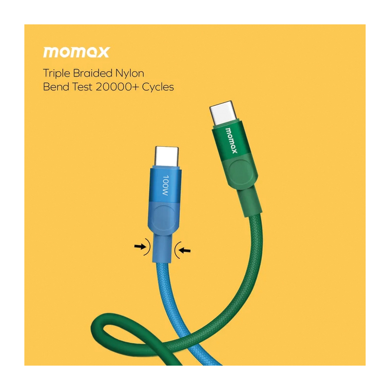 MOMAX Mag.Link Magnetic USB-C to USB-C Cable – 100W – 1m – DC52B – Blue - Image 3