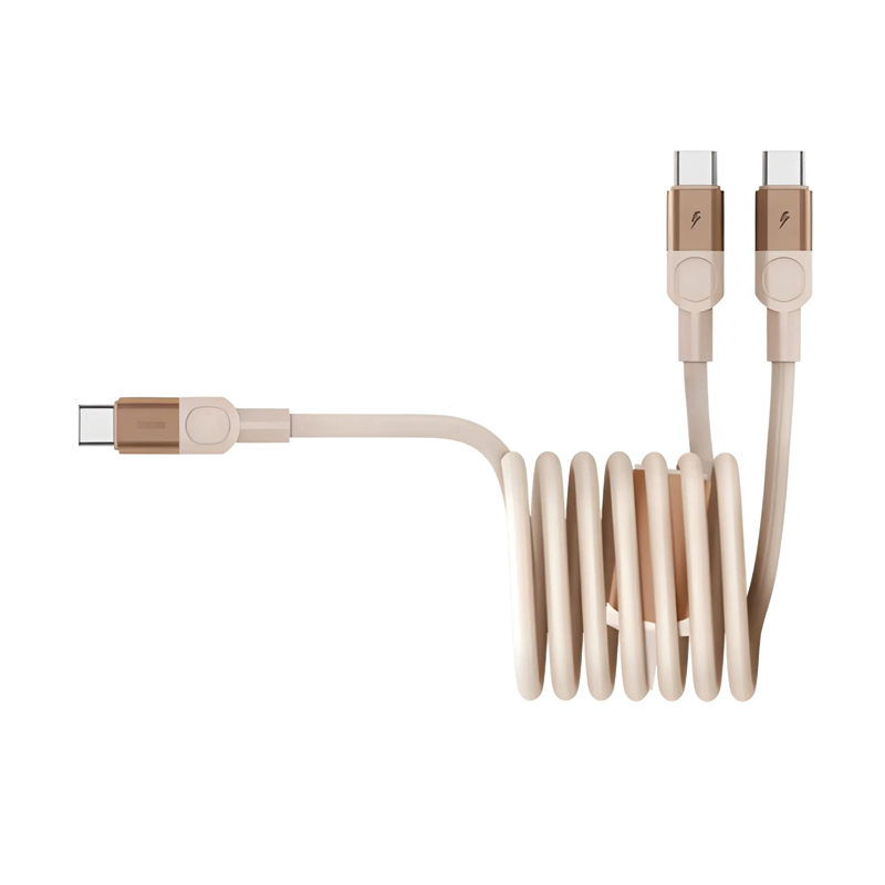 MOMAX Mag.Link Magnetic USB-C to Dual USB-C Cable – 100W – 2m – DC56L2 – Desert Titanium - Image 3