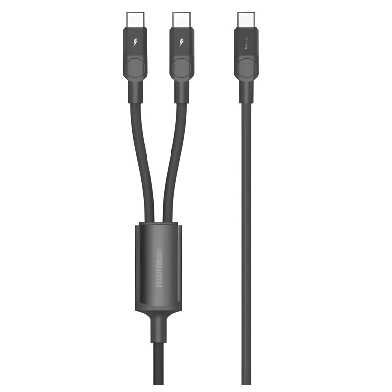 MOMAX Mag.Link Magnetic USB-C to Dual USB-C Cable – 100W – 2m – DC56D – Black - Image 3