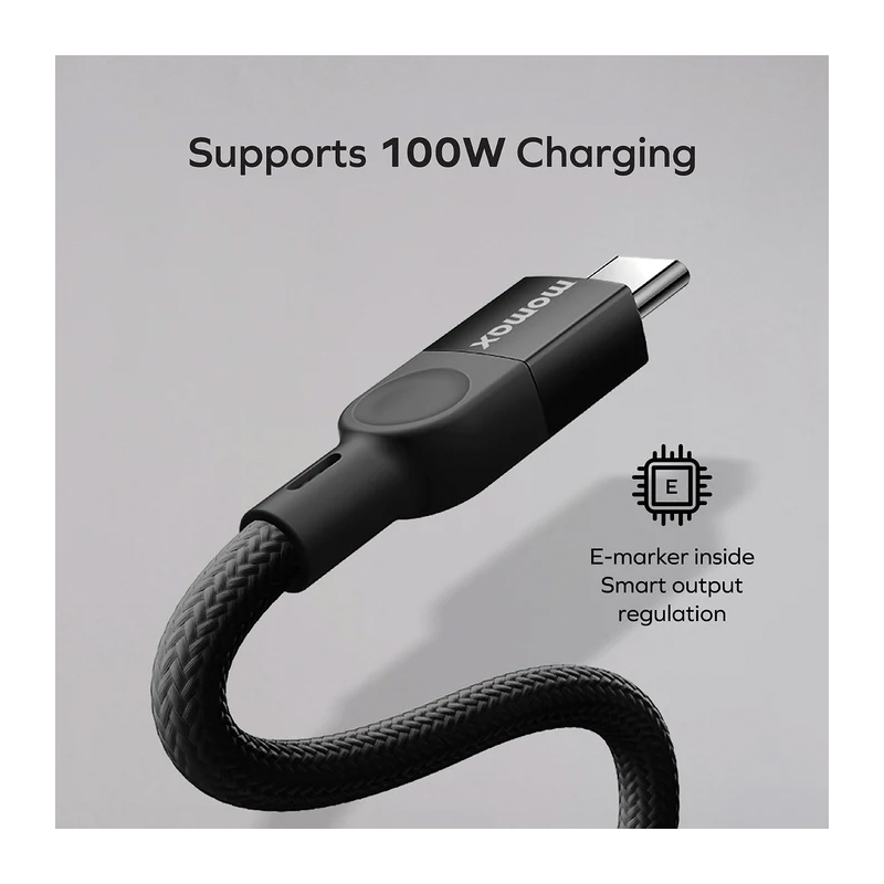 MOMAX Mag.Link 100W Magnetic USB-C to USB-C Cable – 1m – DC35D – Black - Image 3