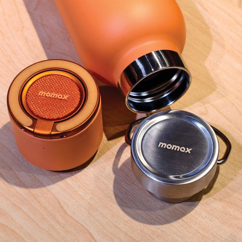 MOMAX 1-Vibe Bottle Magnetic Wireless Speaker Flask | 750ml | 3W Speaker | IPX7 | Solar Orange - Image 3