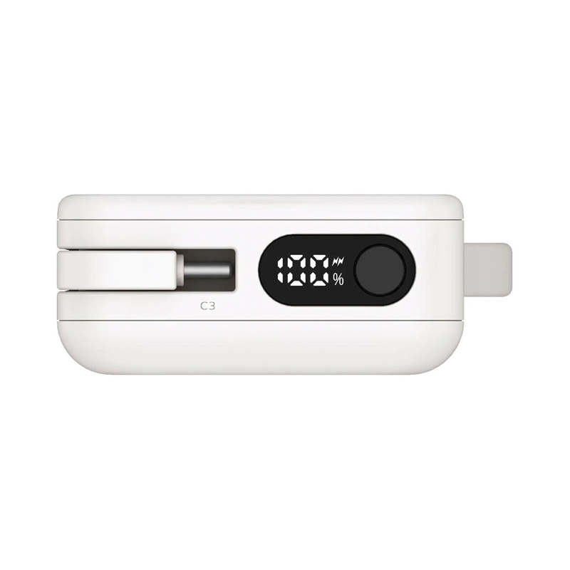 MOMAX 1-Power Vital+ 10000mAh Power Bank | Dual Built-in USB-C Cables | 30W PD Fast Charging | Digital Display | White - Image 3