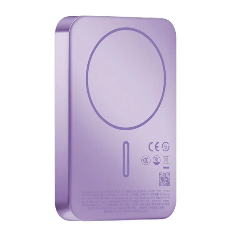 MOMAX 1-Power Pass 10000mAh Magnetic Wireless Power Bank – 15W Wireless – 20W USB-C PD – IP166U – Purple - Image 3