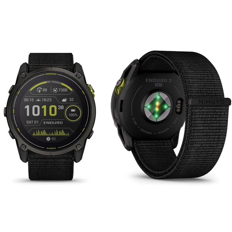 Garmin Enduro 3 Multisport GPS Smartwatch | 51mm | Solar Sapphire | Carbon Gray DLC Titanium | Black UltraFit Nylon Sport Loop Band | EMEA | 010-02751-01 - Image 3