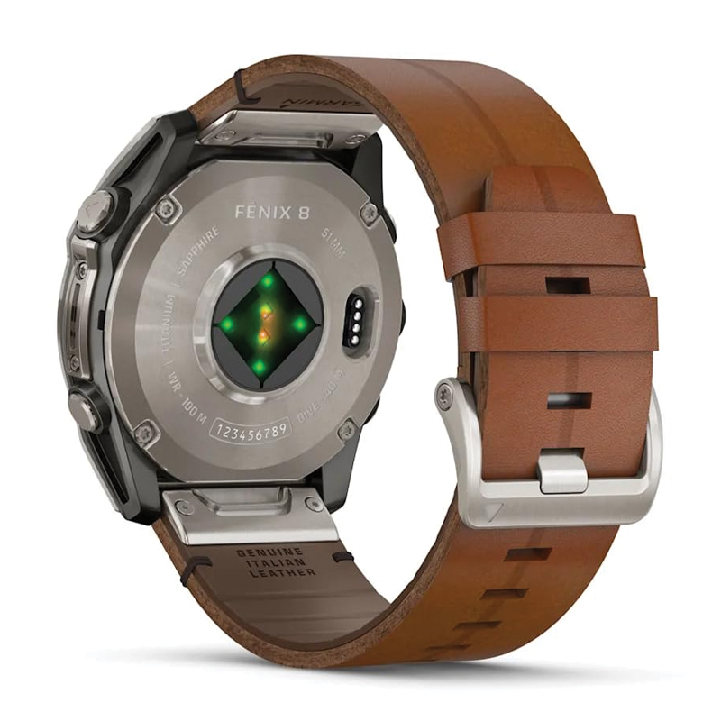 Garmin Fenix 8 Multisport GPS Smartwatch | 51mm | AMOLED | Sapphire | Bare Titanium | Black/Chestnut Leather Band | EMEA | 010-02905-40 - Image 3