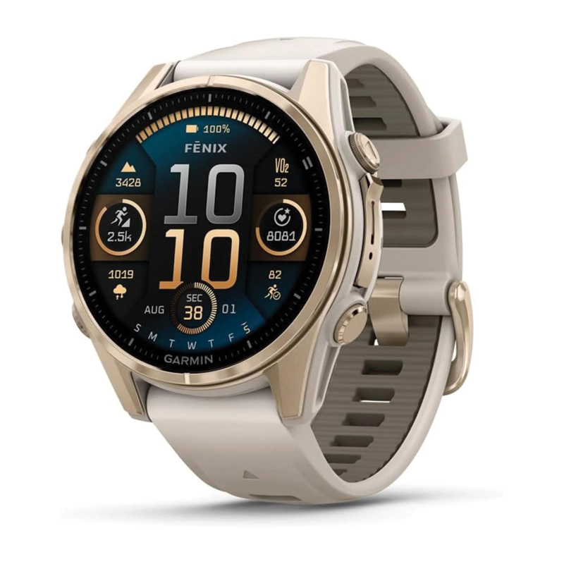 Garmin Fenix 8 Multisport GPS Smartwatch | 43mm | AMOLED Sapphire | Soft Gold Bezel | Fog Gray/Dark Sandstone Silicone Band | EMEA | 010-02903-11 - Image 3