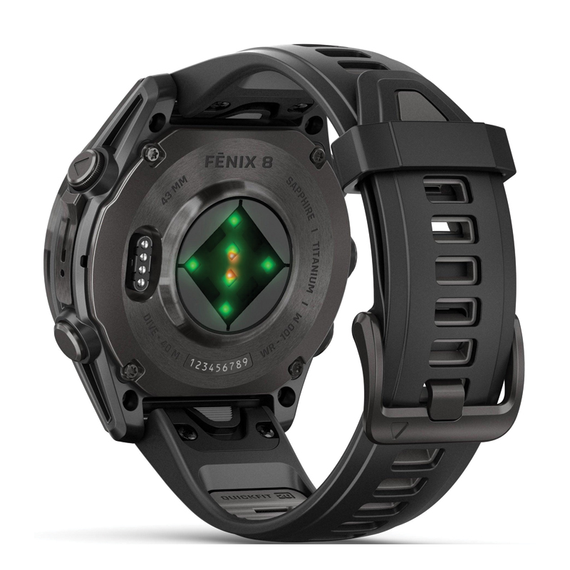 Garmin Fenix 8 Multisport GPS Smartwatch | 43mm | AMOLED Sapphire | Carbon Gray DLC Titanium | Black/Pebble Gray Silicone Band | EMEA | 010-02903-21 - Image 3