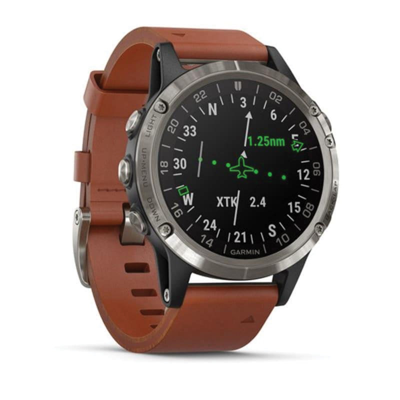 Garmin D2 Delta Sapphire Aviator GPS Watch | 47mm | Sapphire Crystal | Black | Brown Leather Band + Black Silicone Band | 010-01988-31 - Image 3