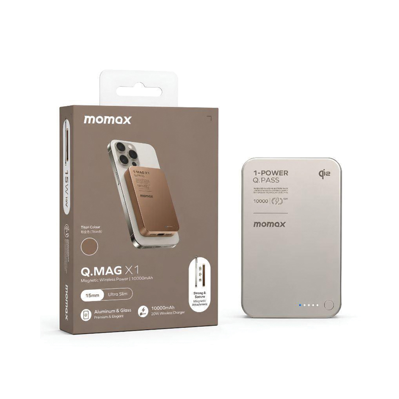 MOMAX Q.Mag X1 Qi2 10000mAh Gen 2 15W MagSafe Wireless Power Bank – Rose Gold - Image 3