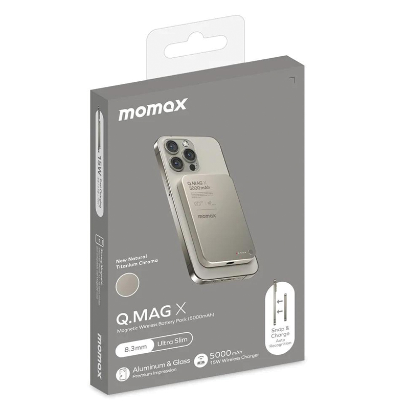 MOMAX Q.Mag X 5000mAh Gen 2 15W Ultra Slim MagSafe Wireless Power Bank - Image 3