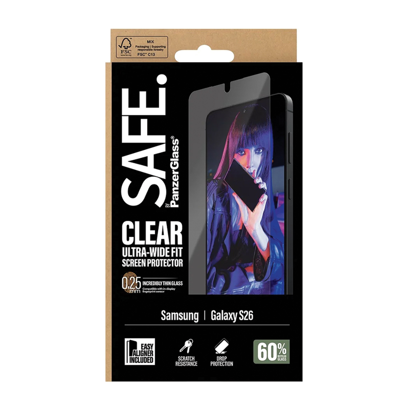 SAFE. by PanzerGlass® Screen Protector for Samsung Galaxy S26 | Ultra-Wide Fit | Tempered Glass | EasyAligner Installation Tray | Scratch & Impact Resistant | Fingerprint Resistant | Crystal Clear - Image 3