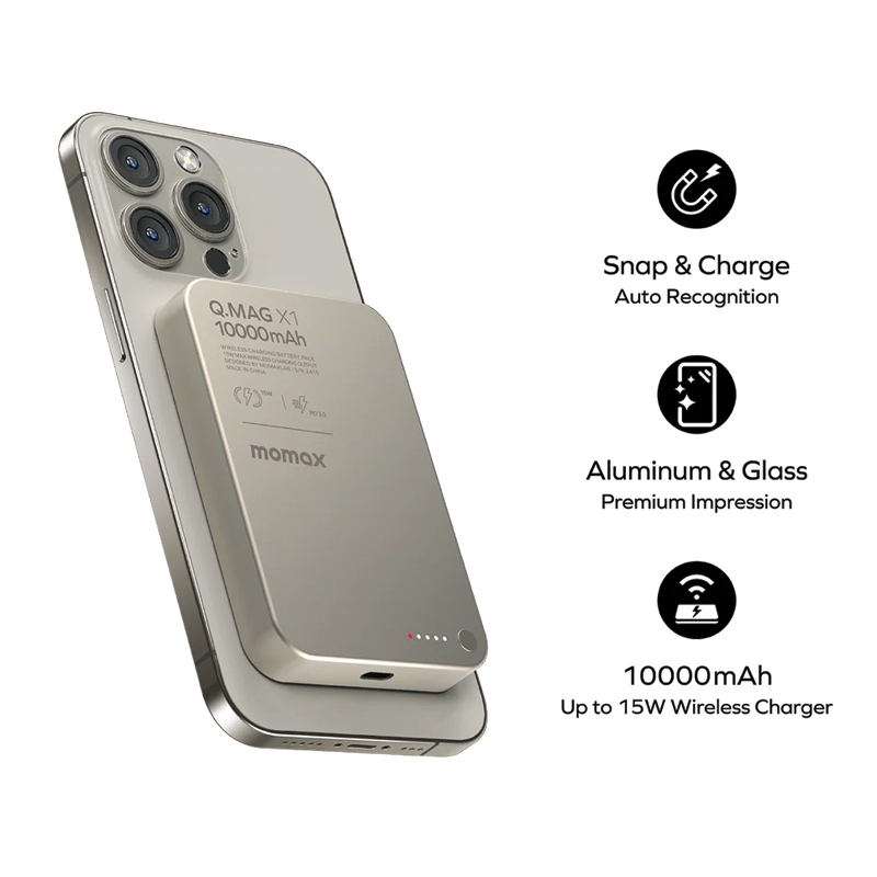 MOMAX Q.MAG X1 Magnetic Wireless Battery Pack (1000mah)13MM Ultra Slim - Image 3