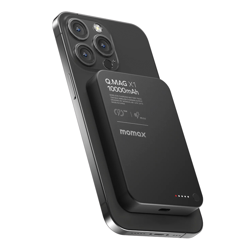 MOMAX Q.MAG X1 QI2 10000mAh GEN2 15W MAGSAFE WIRELESS POWER BANK-BLACK - Image 4
