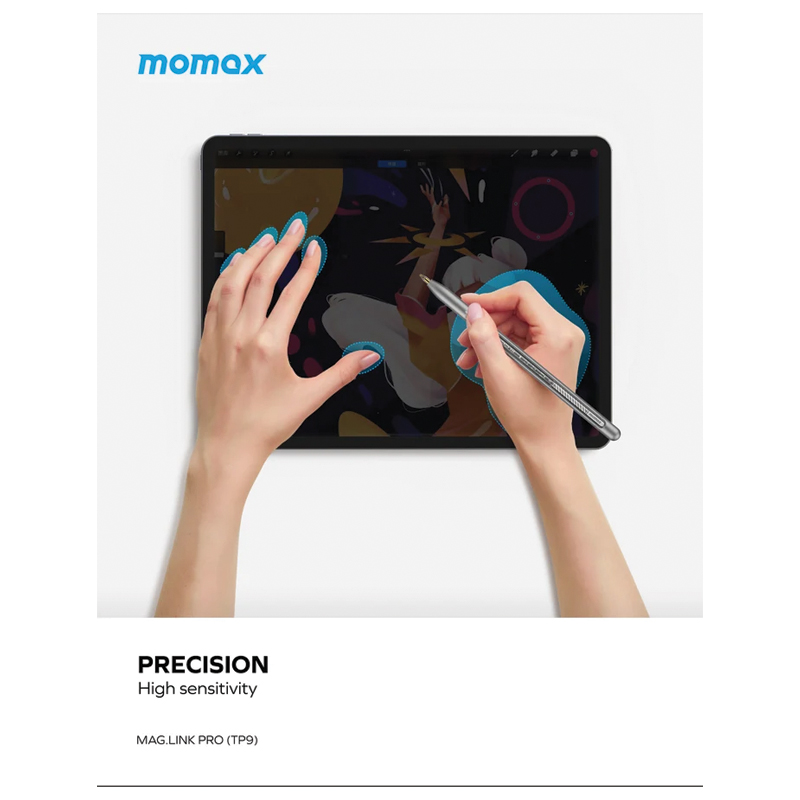 MOMAX Mag.Link Lite Magnetic Charging Active Stylus Pen – TP9S – Silver - Image 4