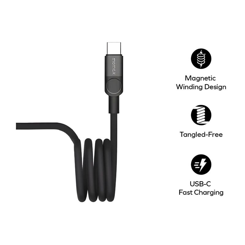 MOMAX Mag.Link Magnetic USB-C to USB-C Cable – 100W – 1m – DC52R – Red - Image 4