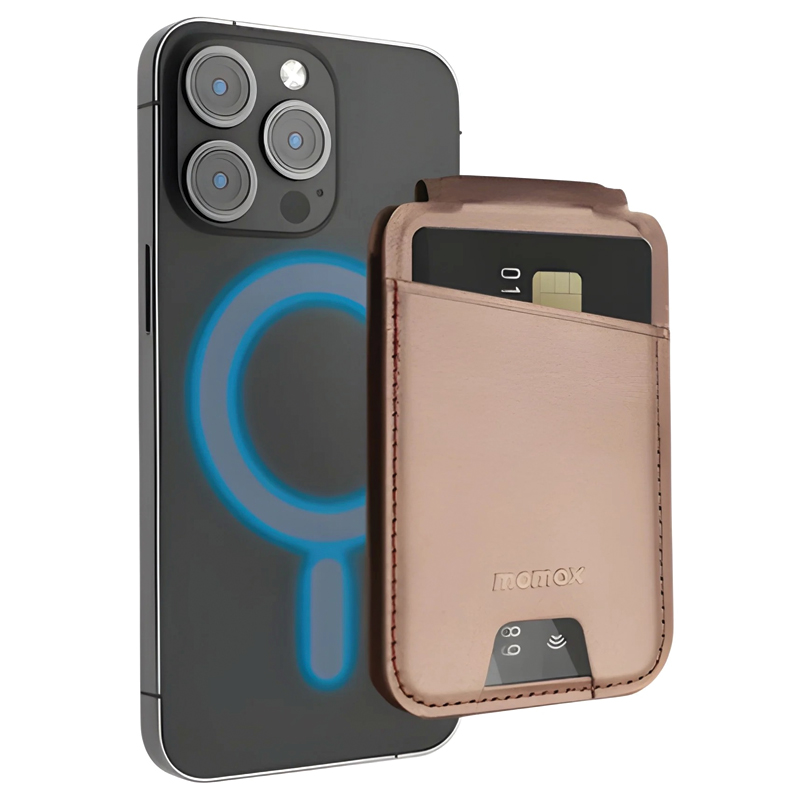 MOMAX 1-Wallet Magnetic Card Holder with Stand – MagSafe – Holds 3 Cards – SR29L2 – Rose Gold - Image 4