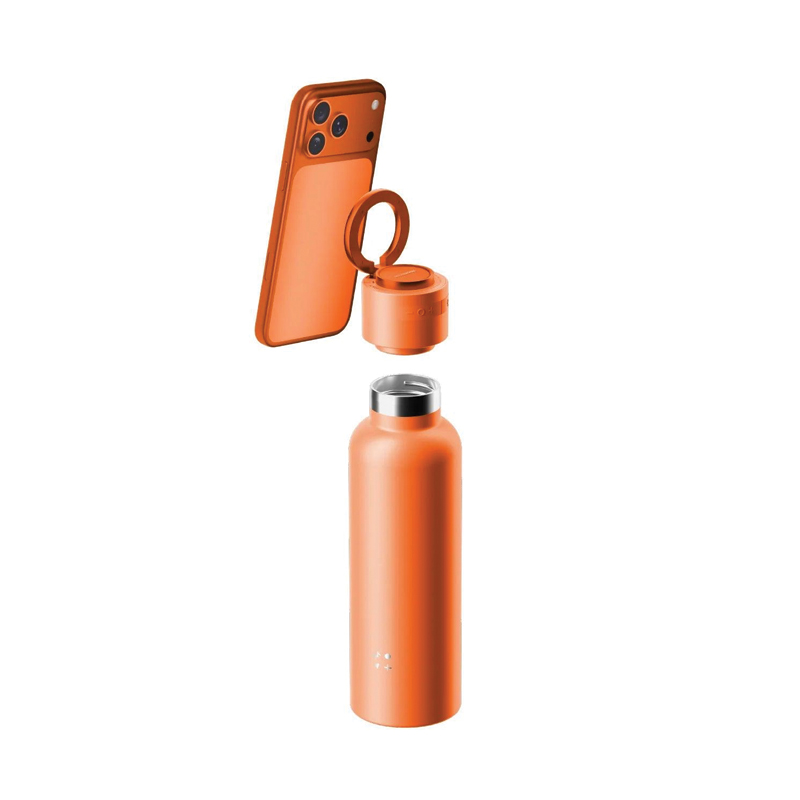 MOMAX 1-Vibe Bottle Magnetic Wireless Speaker Flask | 750ml | 3W Speaker | IPX7 | Solar Orange - Image 4