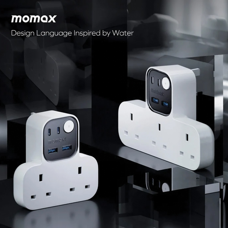 Momax 1-Charge Work Flow T-shaped Extension 3 Outlet with USB | Power switch | USB-A x2 port | USB-C x2 port | 35W - Image 4