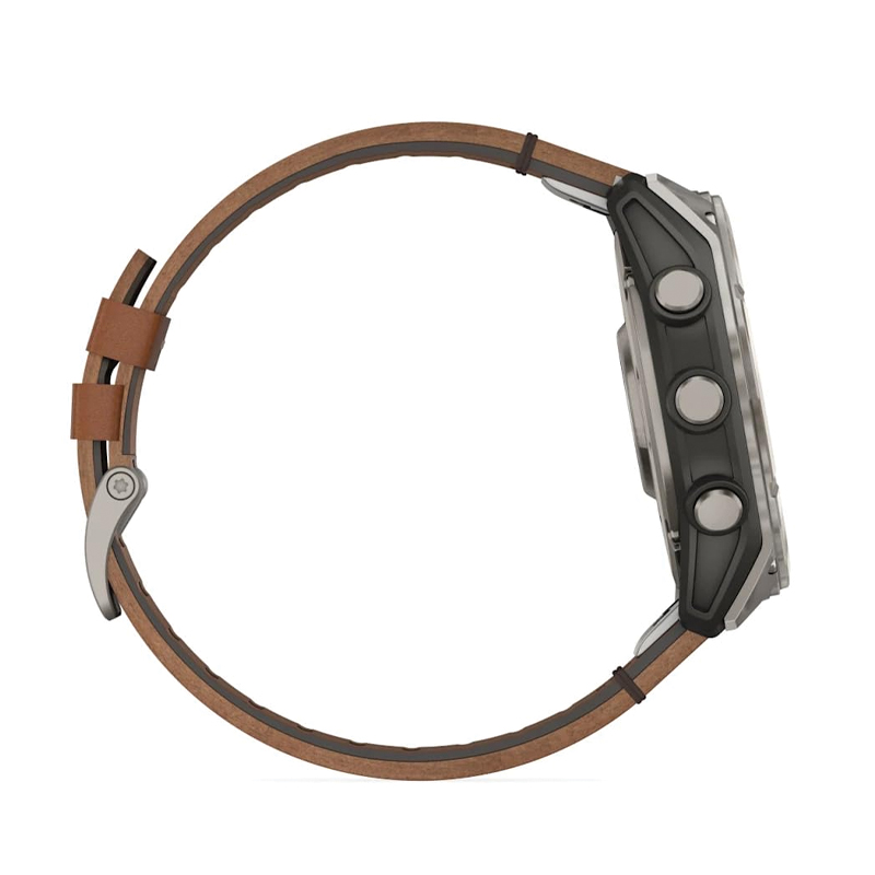Garmin Fenix 8 Multisport GPS Smartwatch | 51mm | AMOLED | Sapphire | Bare Titanium | Black/Chestnut Leather Band | EMEA | 010-02905-40 - Image 4
