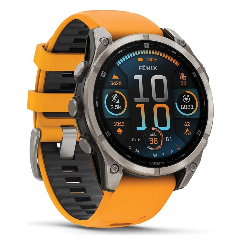 Garmin Fenix 8 Multisport GPS Smartwatch | 47mm | AMOLED Sapphire | Titanium | Spark Orange/Graphite Silicone Band | EMEA | 010-02904-11 - Image 4