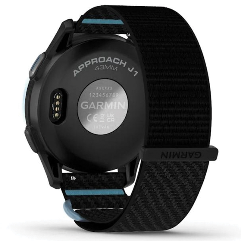 Garmin Approach J1 Golf GPS Watch | 43mm | Fabric | Black/Azure | Cloud Blue | 010-03898-00 - Image 4